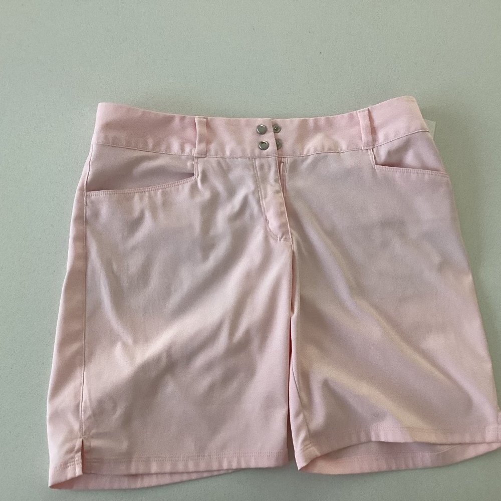Women's pink Adidas golf shorts